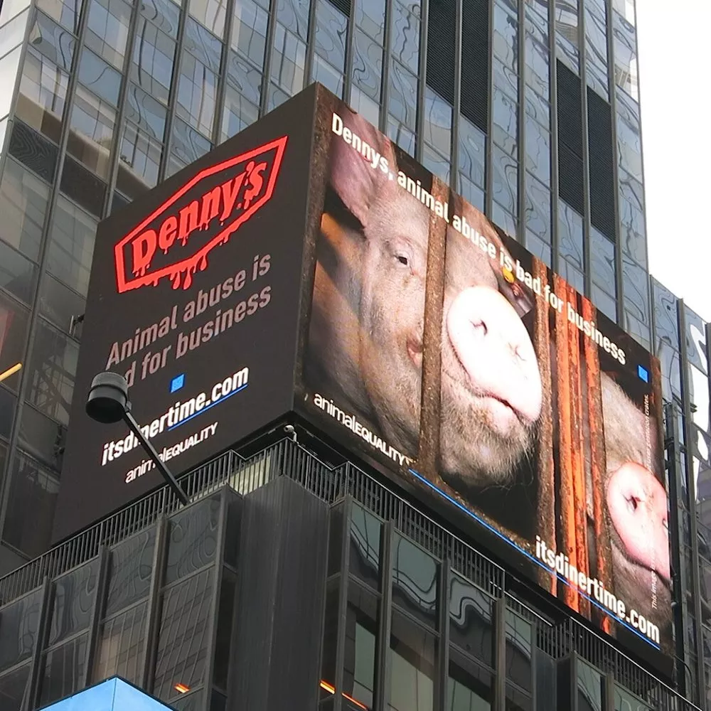 Animal Equality billboard for Dennys in Times Square