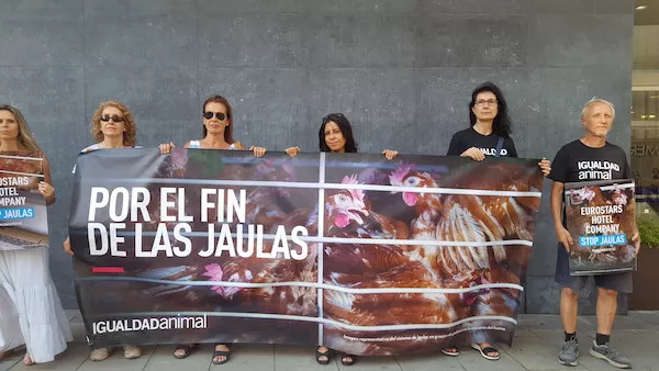 Animal Equality protest for the end of cages