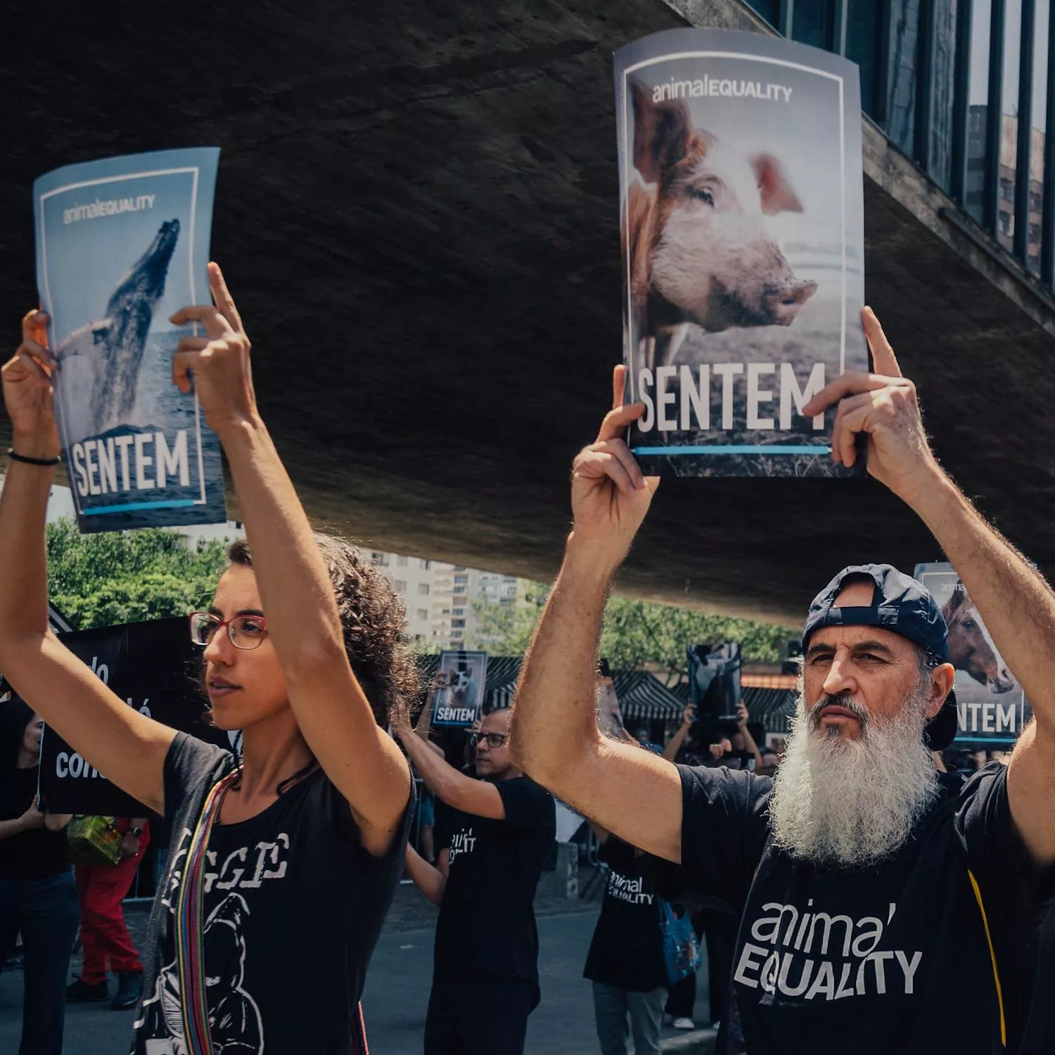 Volunteers during the Animal Rights Day protest in Brazil