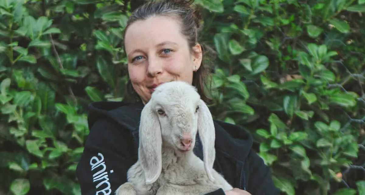 Lady holding a lamb