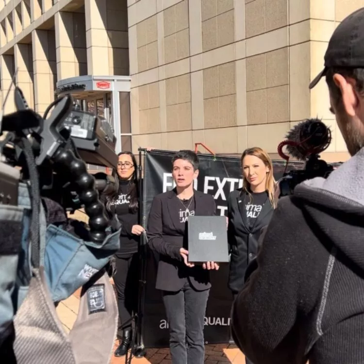 Animal Equality team during a media interview