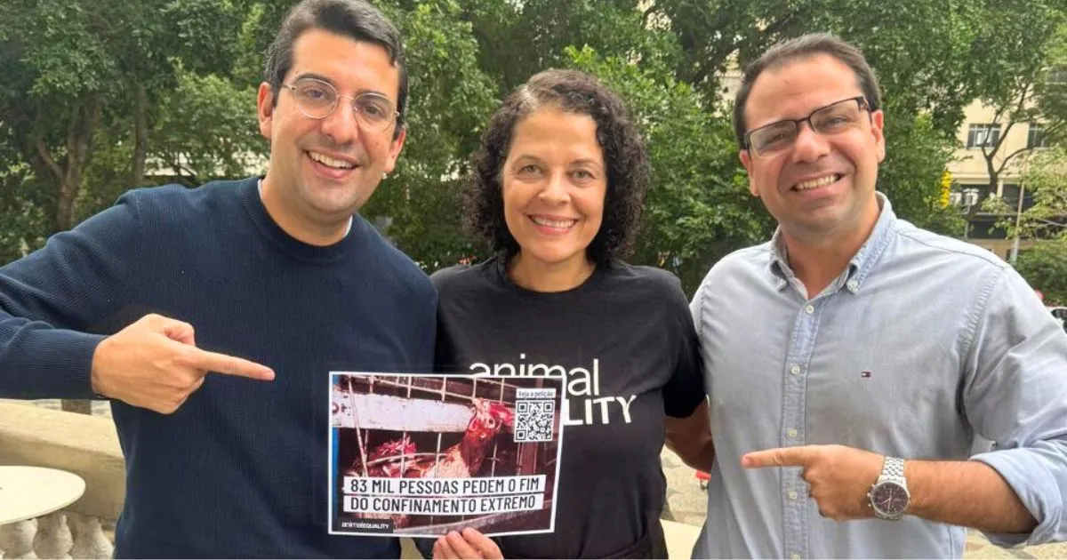 Animal Equality in Brazil delivering signatures to end cages