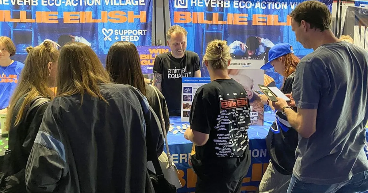 Animal Equality booth at Billie Eilish concert in Germany